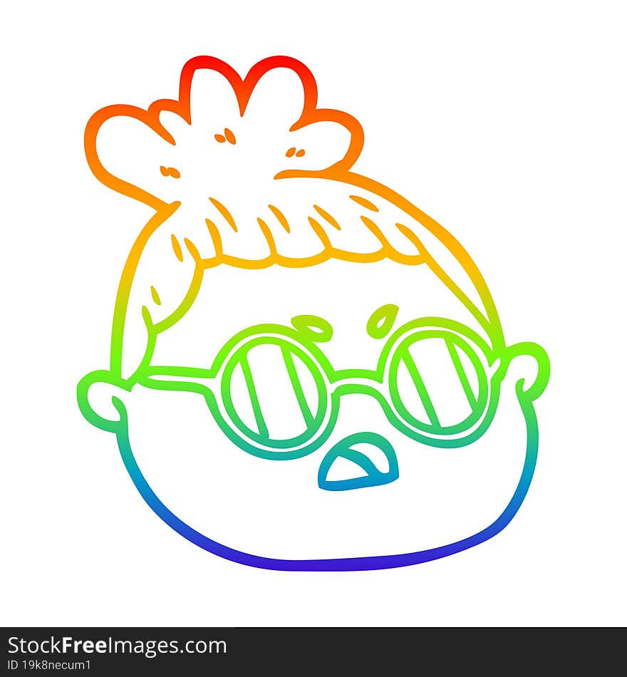 rainbow gradient line drawing cartoon female face