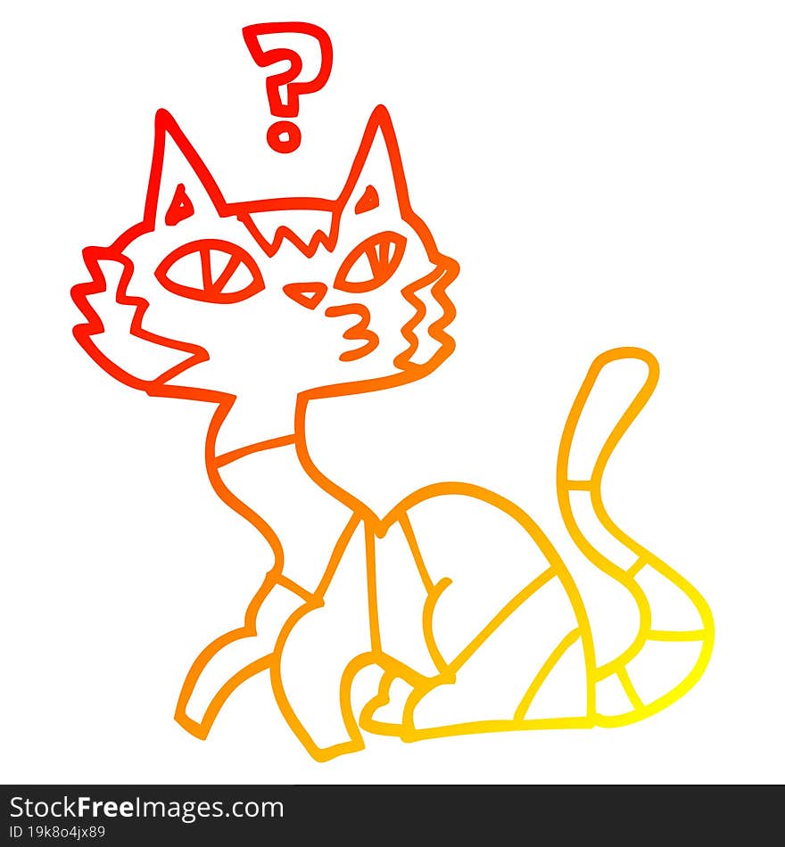 warm gradient line drawing of a cartoon cat