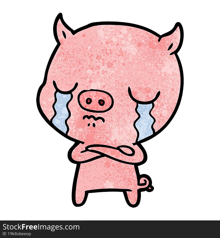 cartoon pig crying. cartoon pig crying