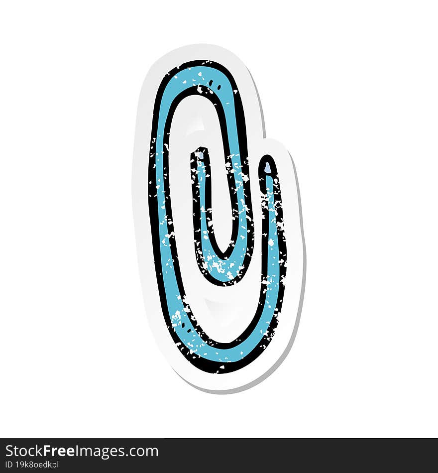 retro distressed sticker of a cartoon red paperclip