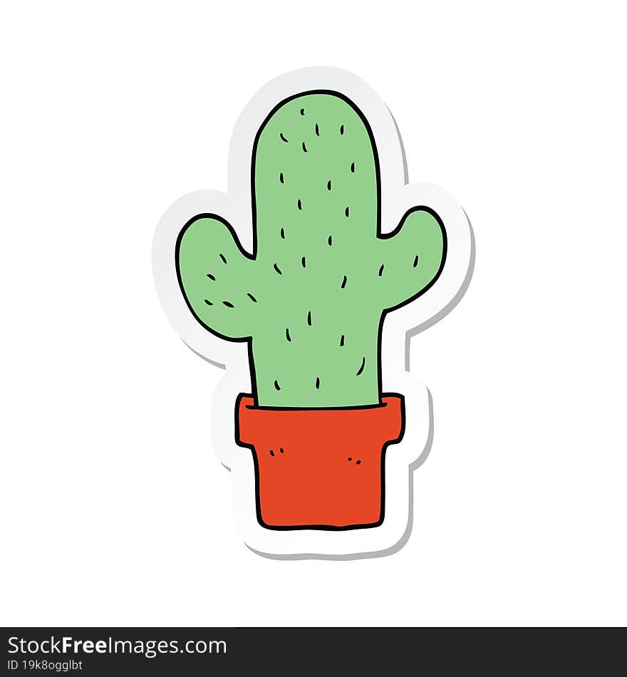 sticker of a cartoon cactus