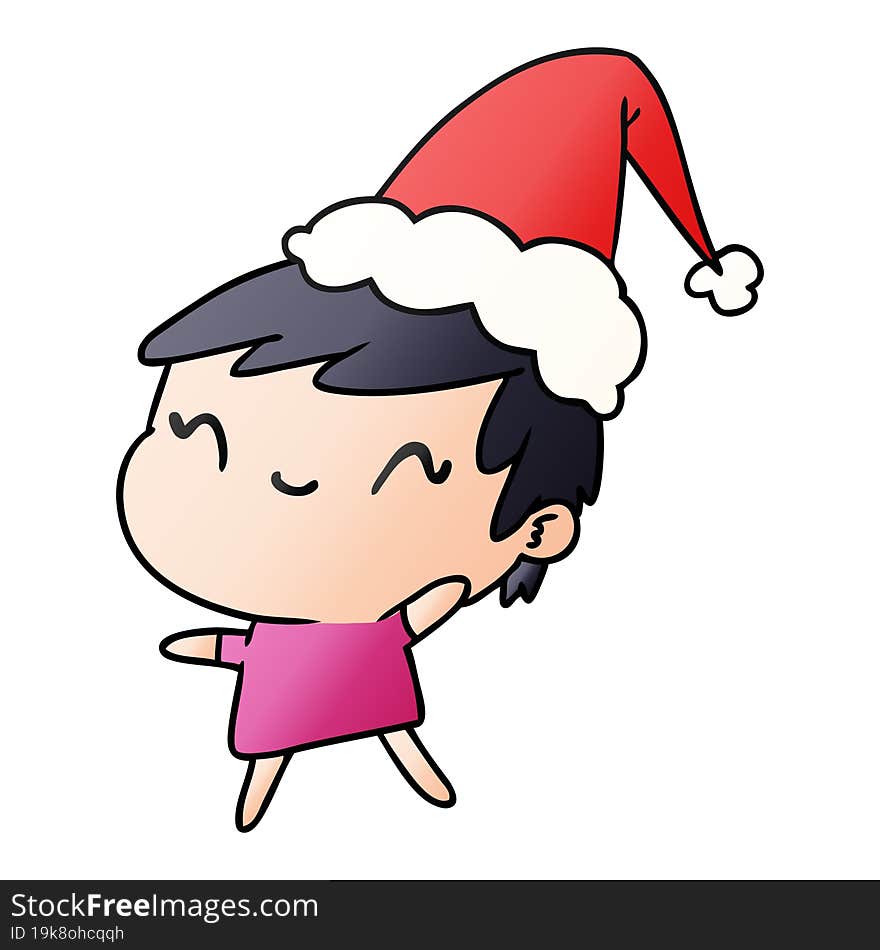 Christmas Gradient Cartoon Of Kawaii Girl