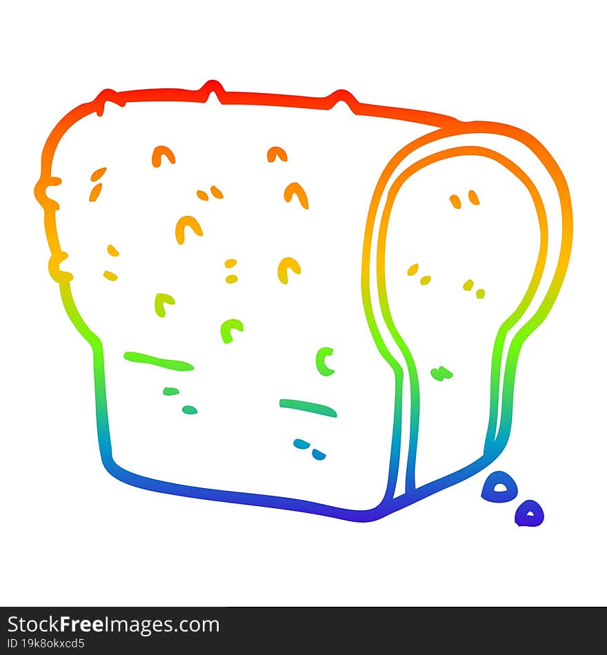 rainbow gradient line drawing of a cartoon loaf of bread