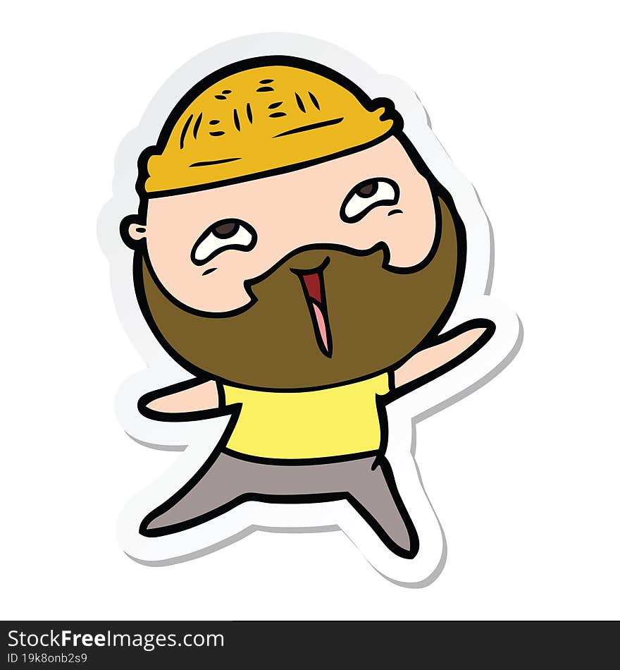 sticker of a cartoon happy bearded man