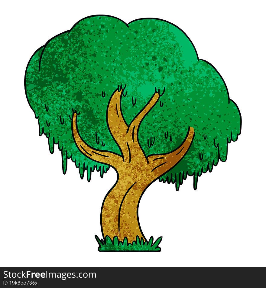 hand drawn textured cartoon doodle of a green tree