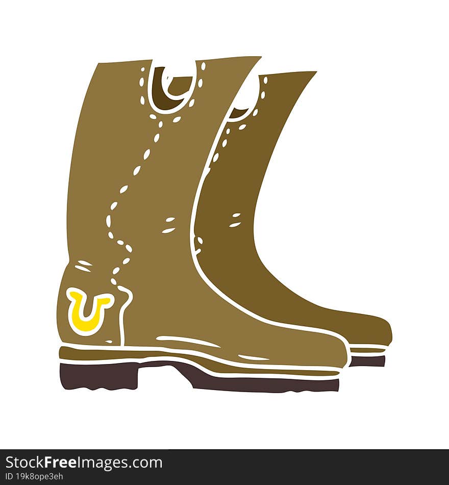 flat color style cartoon cowboy boots