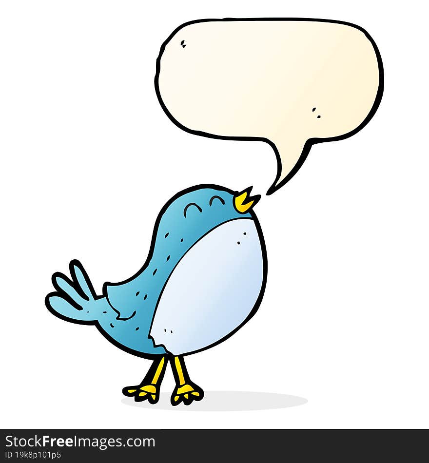 cartoon singing bird with speech bubble