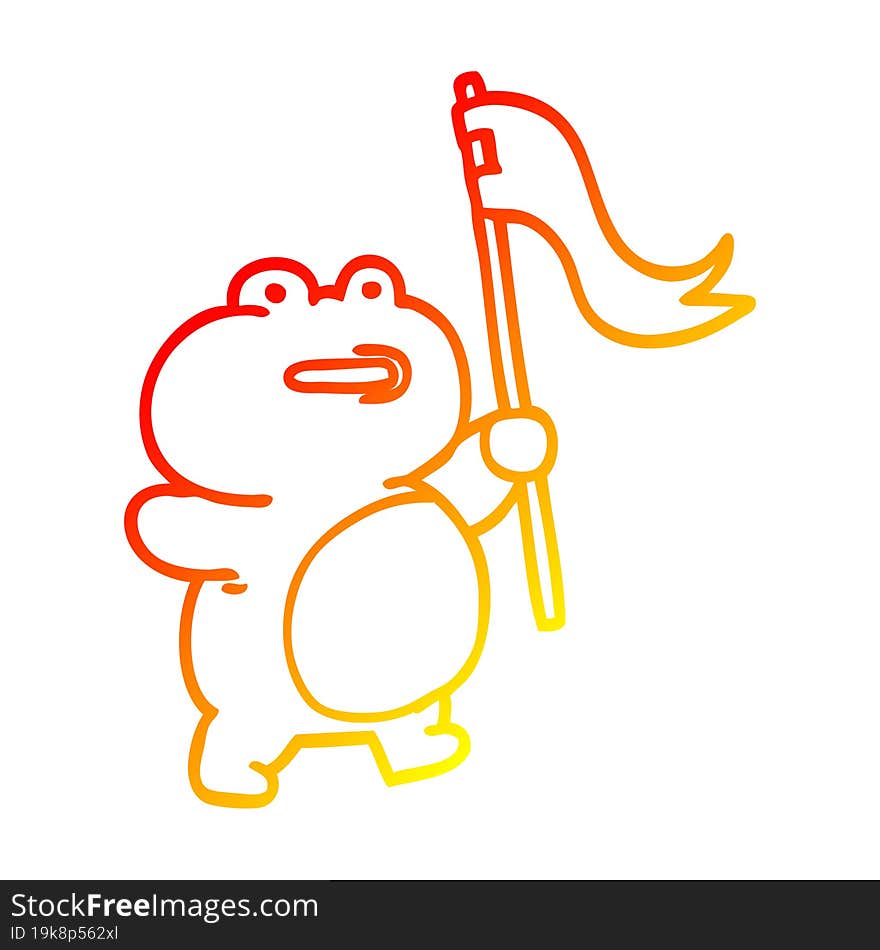 warm gradient line drawing funny cartoon frog