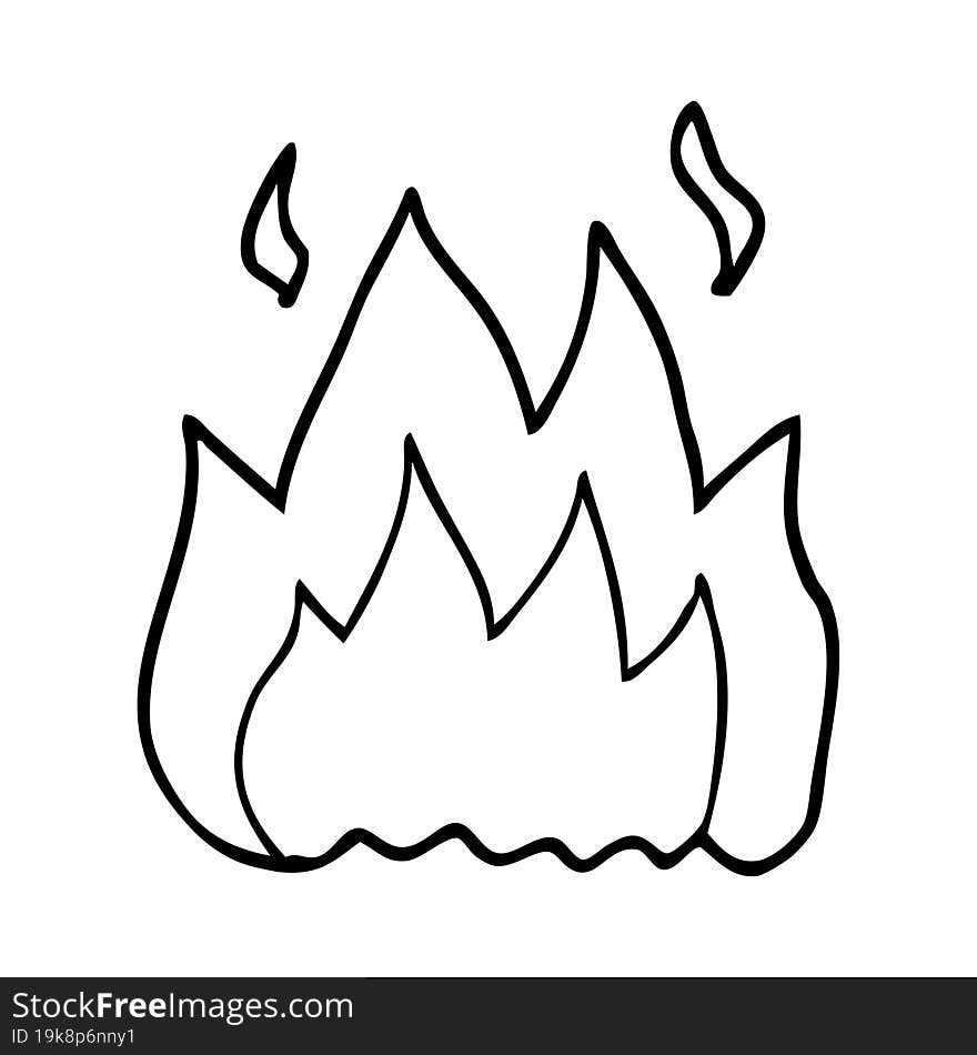 Line Drawing Cartoon Fire Burning