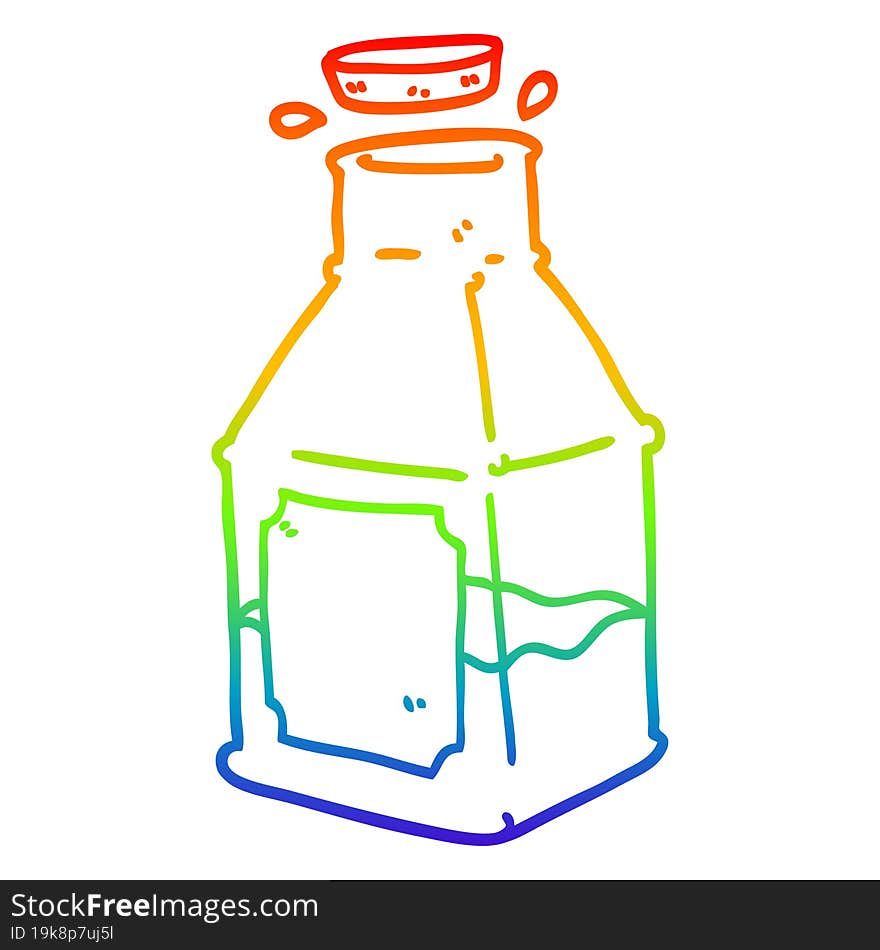 rainbow gradient line drawing cartoon drink in decanter