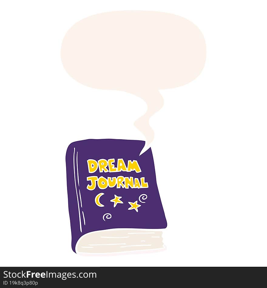 cartoon dream journal and speech bubble in retro style