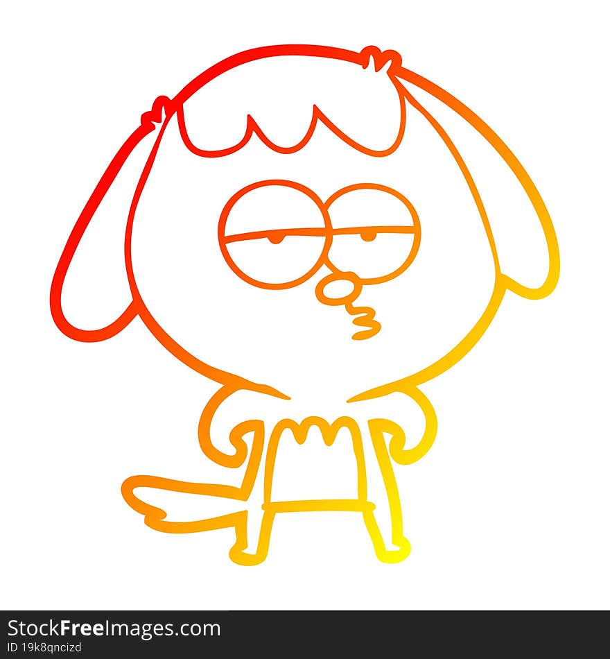 warm gradient line drawing cartoon bored dog