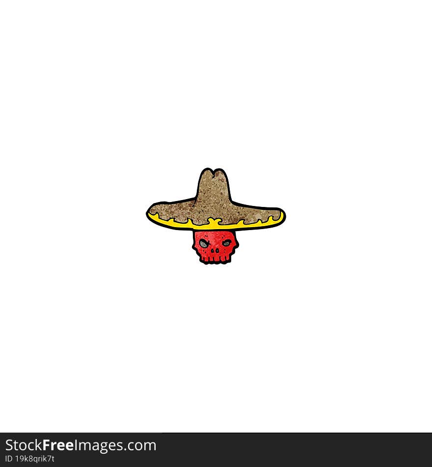 Cartoon Skull In Mexican Hat