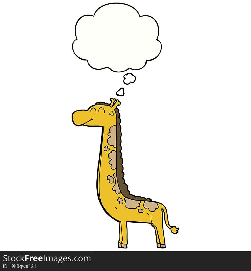 cartoon giraffe with thought bubble. cartoon giraffe with thought bubble