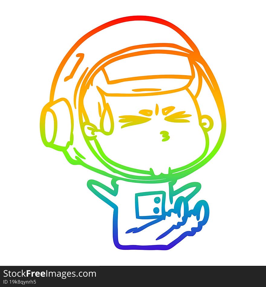 rainbow gradient line drawing cartoon stressed astronaut