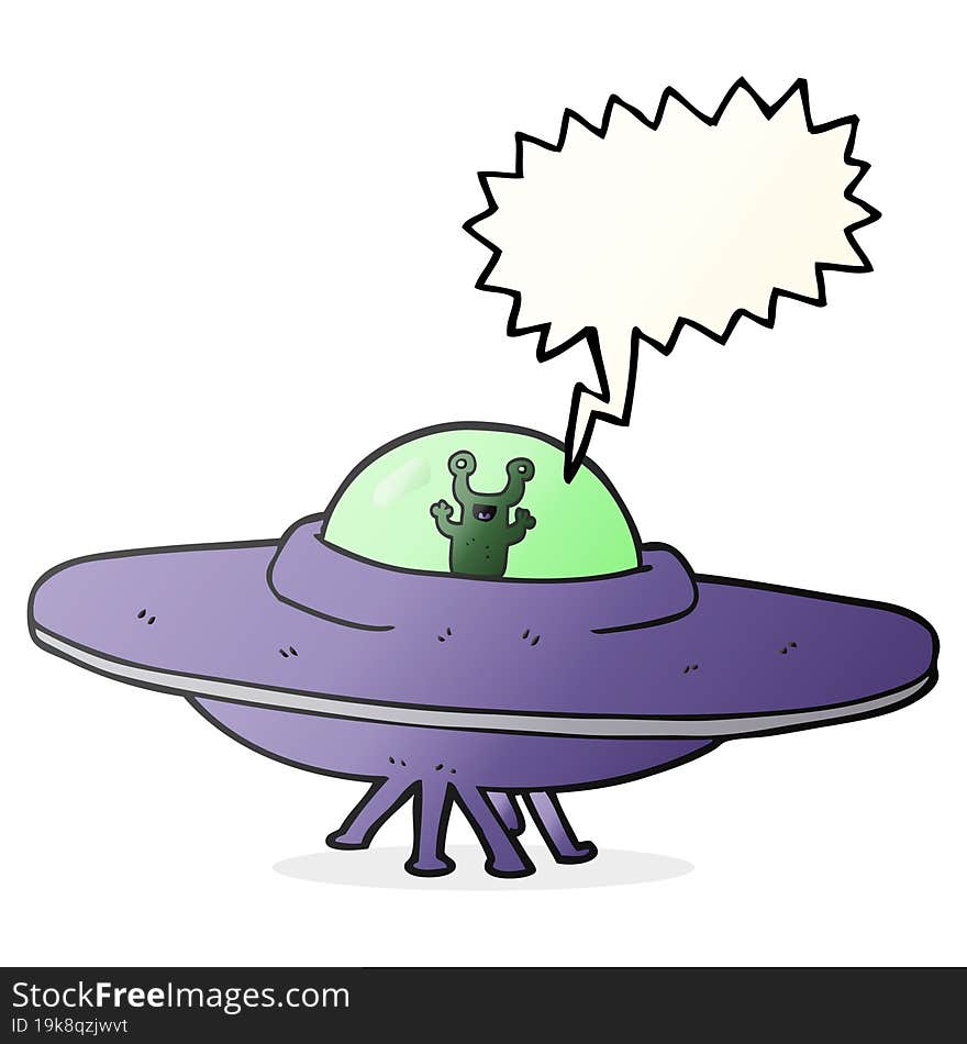 speech bubble cartoon alien spaceship