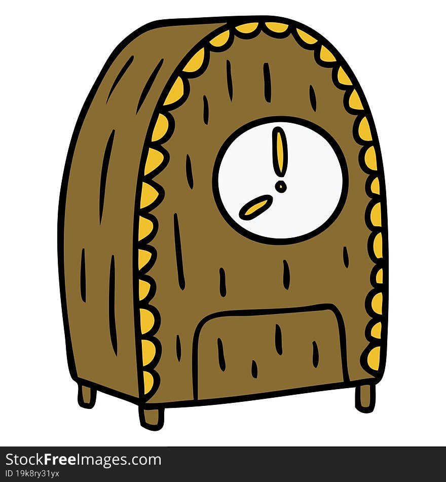 cartoon doodle of an old fashioned clock