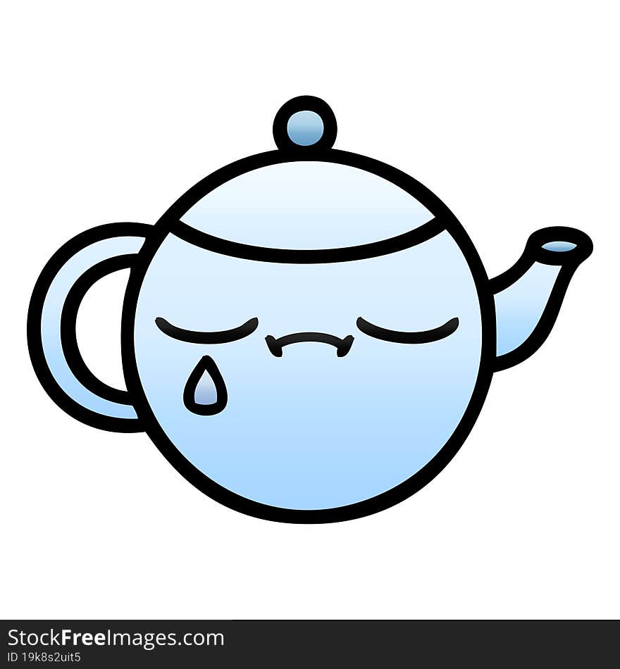 gradient shaded cartoon of a sad tea pot