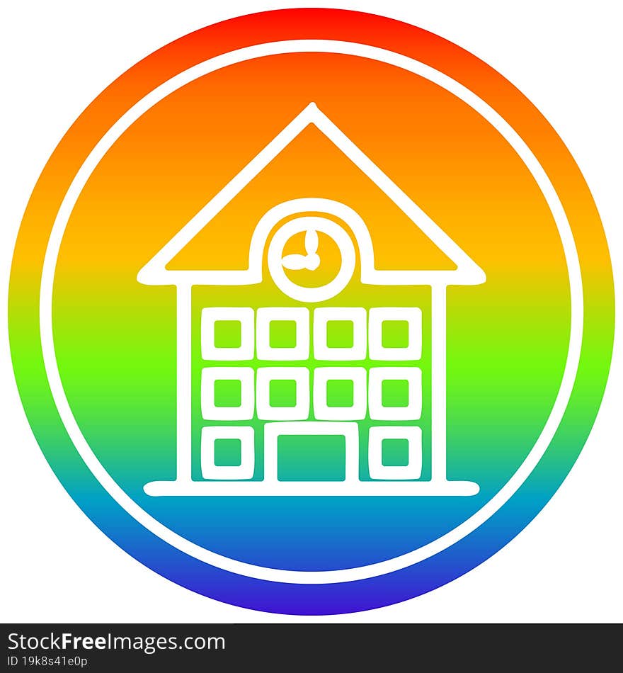 school house circular in rainbow spectrum