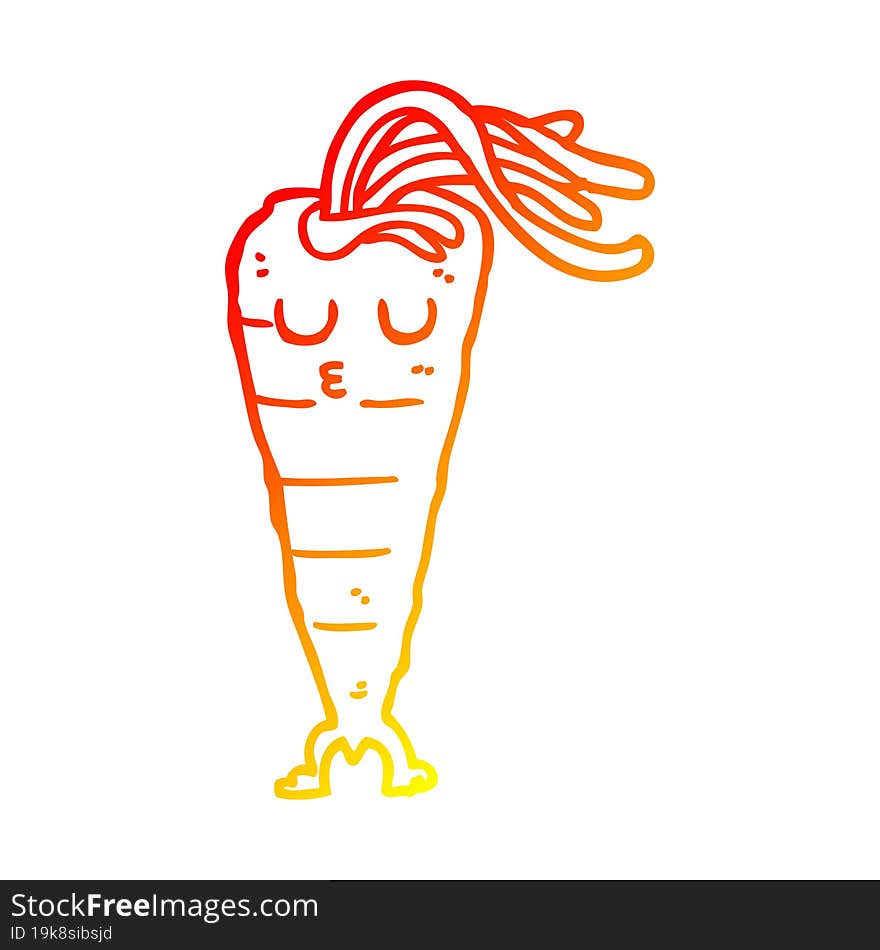 warm gradient line drawing cartoon carrot