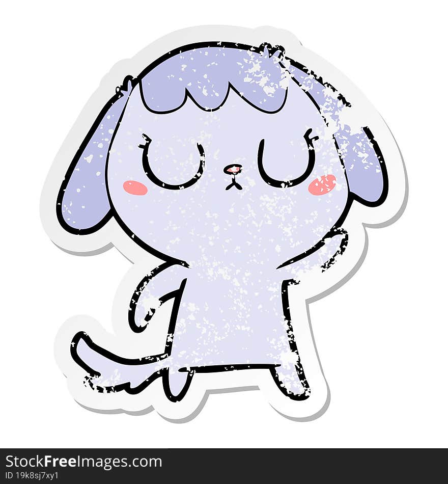 distressed sticker of a cute cartoon dog