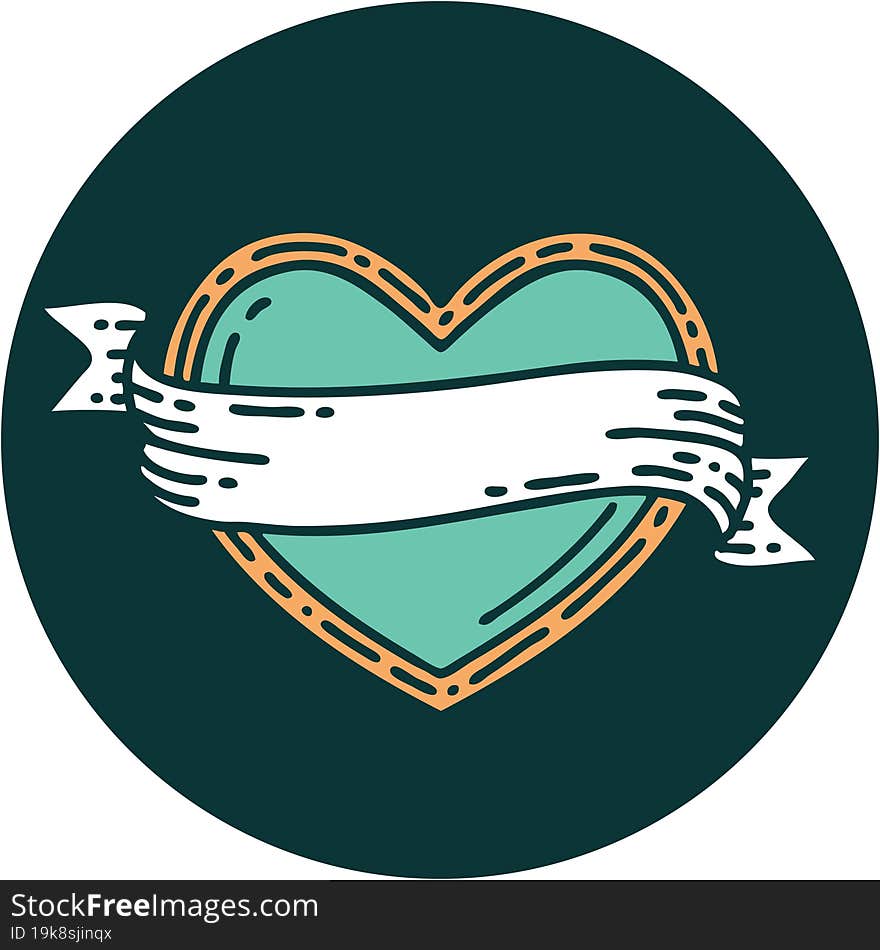 Tattoo Style Icon Of A Heart And Banner