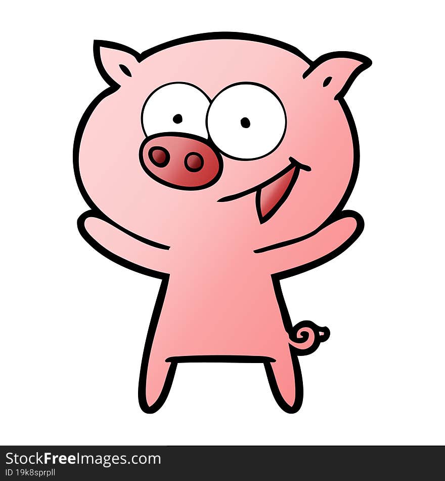 cheerful pig cartoon. cheerful pig cartoon