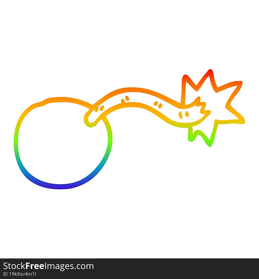 rainbow gradient line drawing round cartoon bomb