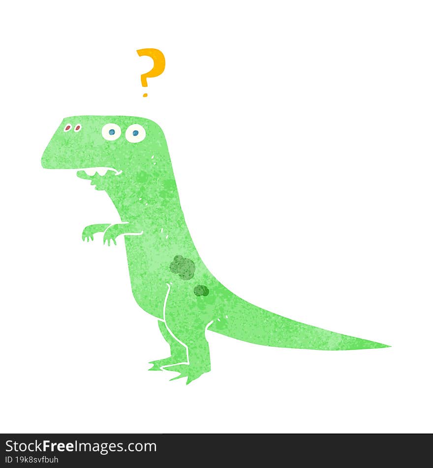 retro cartoon confused dinosaur