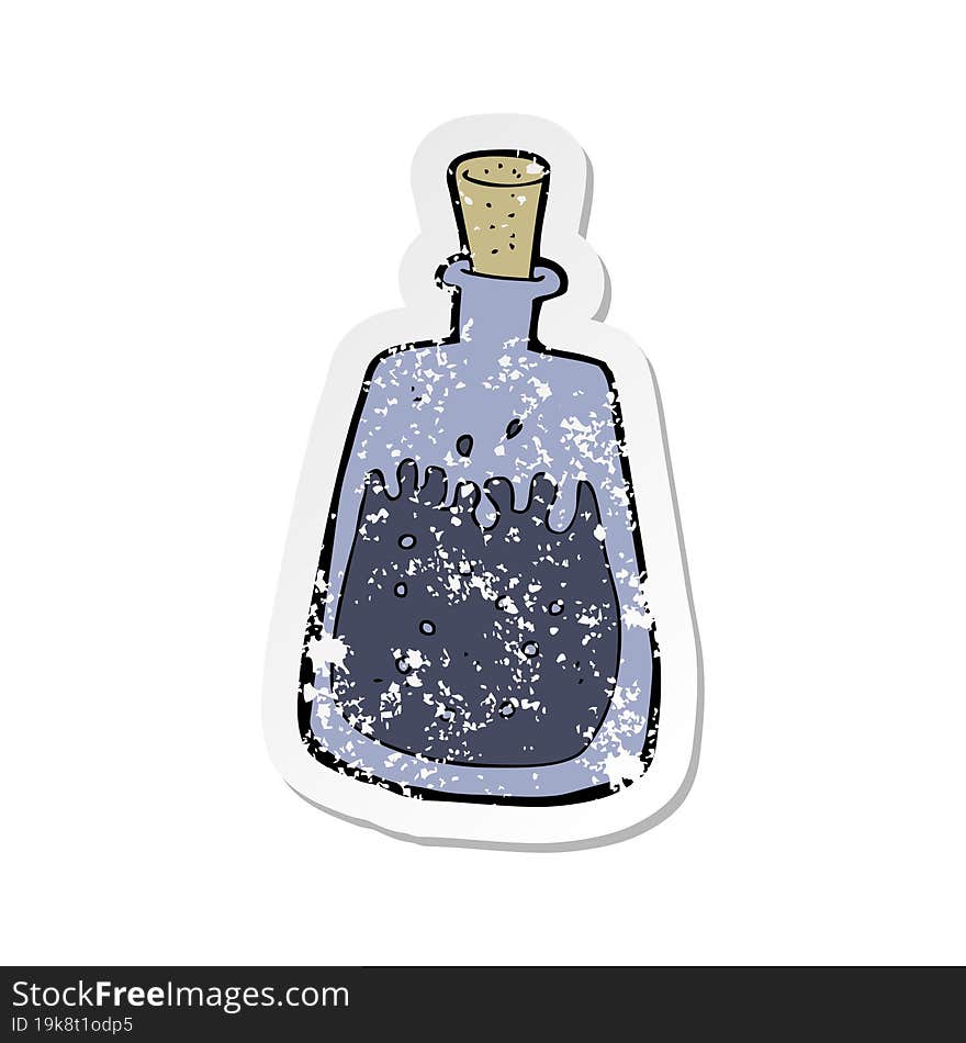 Retro Distressed Sticker Of A Cartoon Old Ink Pot