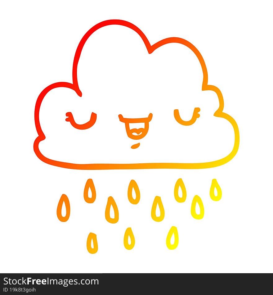 warm gradient line drawing cartoon storm cloud