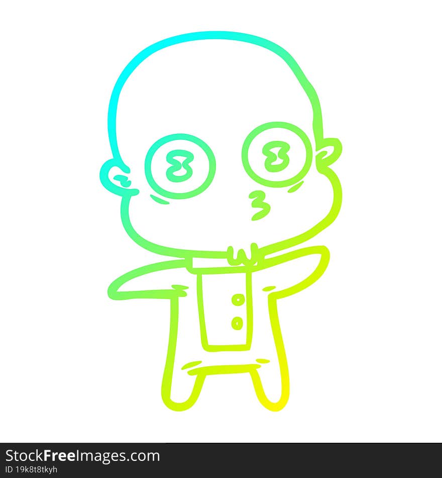 cold gradient line drawing cartoon weird bald spaceman