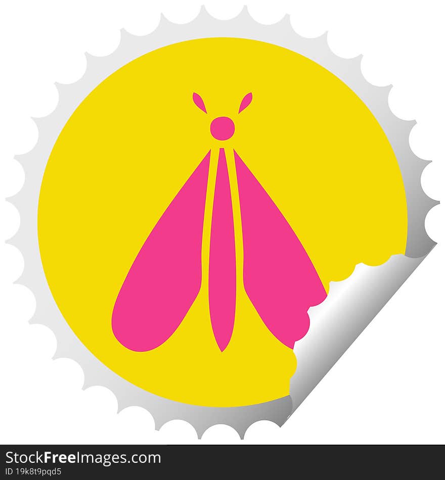 circular peeling sticker cartoon moth bug