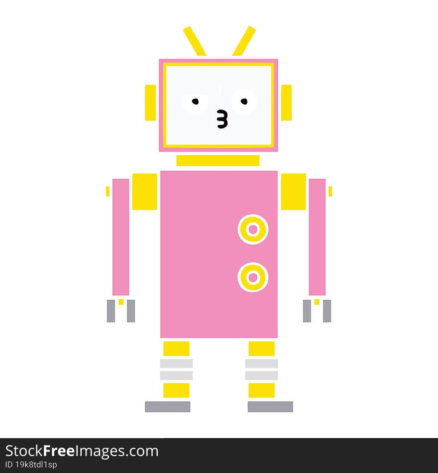 Flat Color Retro Cartoon Robot