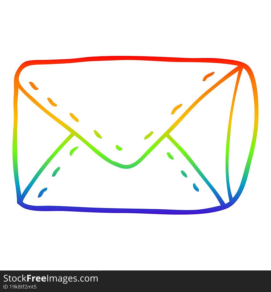 rainbow gradient line drawing of a cartoon envelope