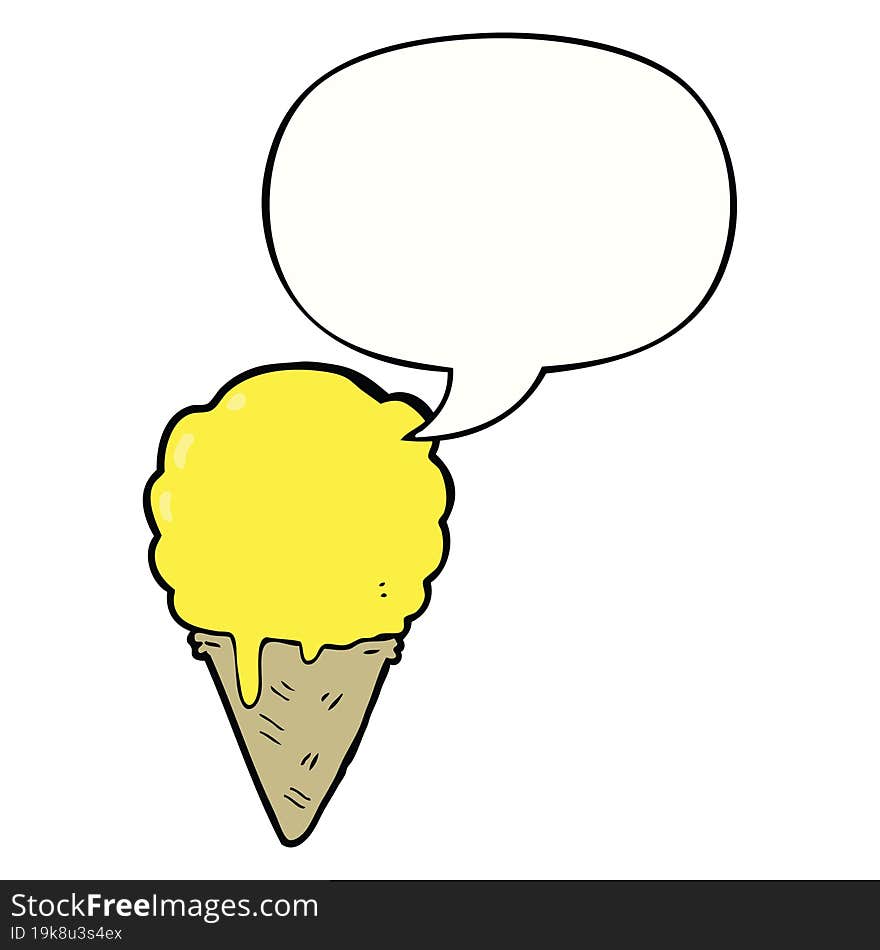 cartoon ice cream and speech bubble