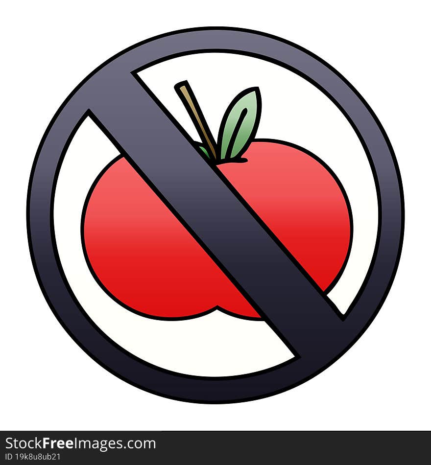 gradient shaded cartoon no food allowed sign