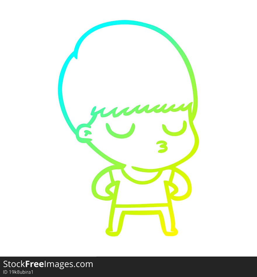 cold gradient line drawing cartoon calm boy