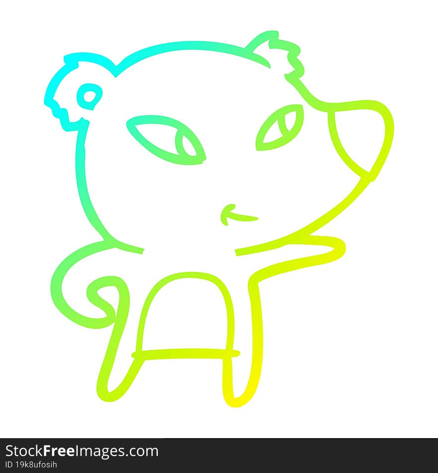 cold gradient line drawing cute cartoon bear