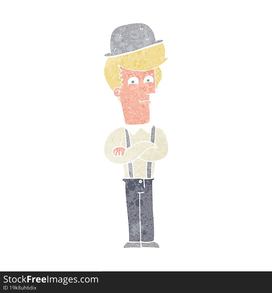 man with crossed arms wearing bowler hat. man with crossed arms wearing bowler hat