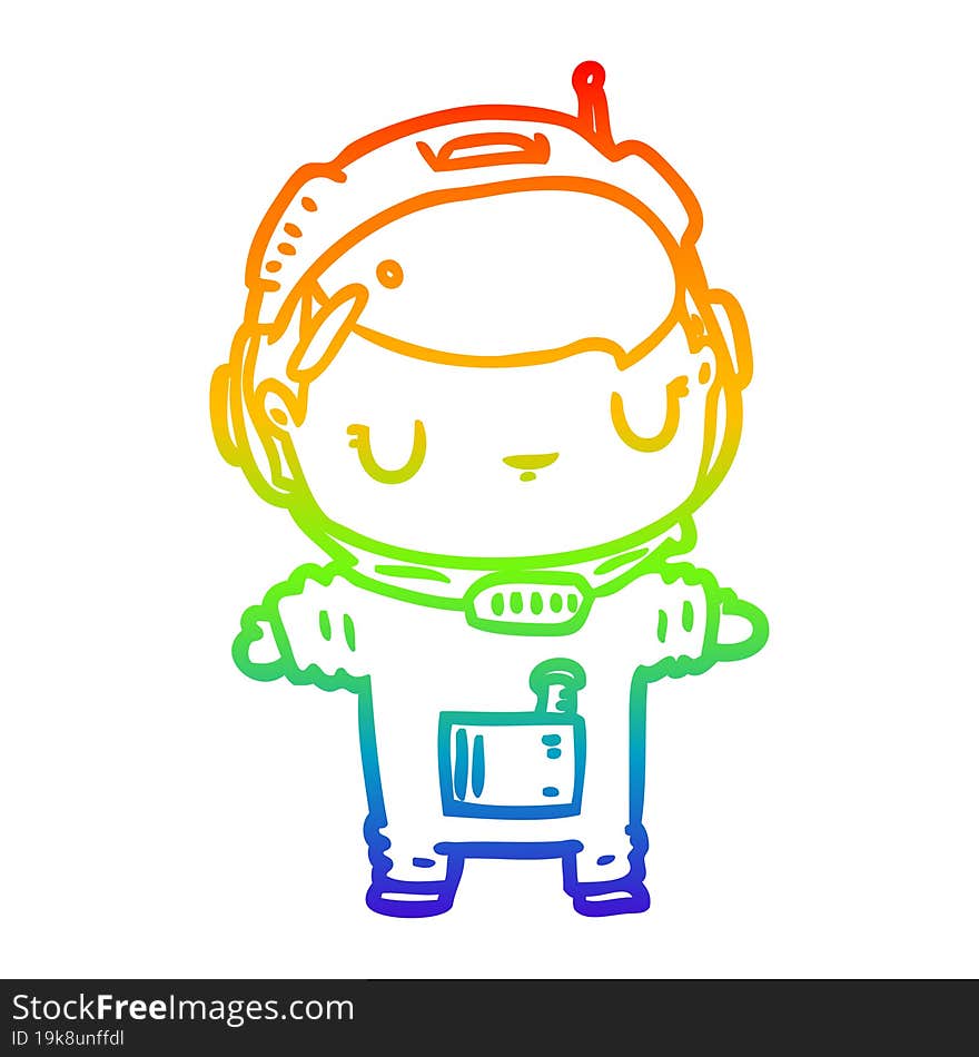 rainbow gradient line drawing cute astronaut