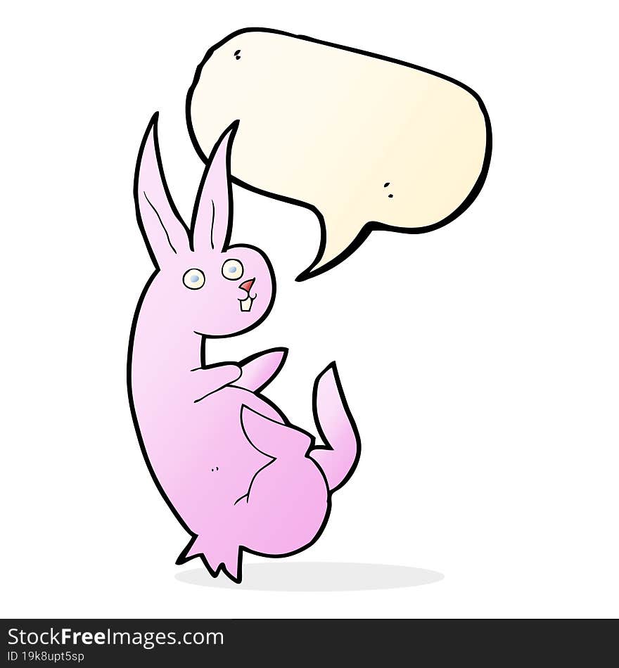 Cue Cartoon Rabbit With Speech Bubble