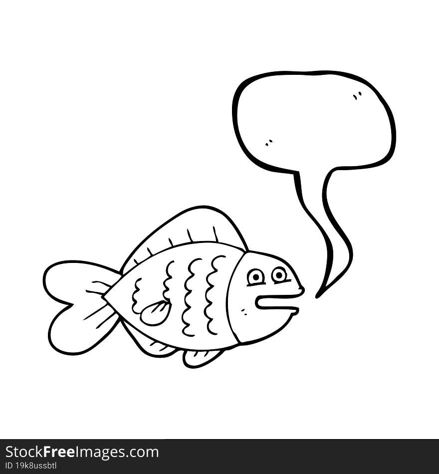 freehand drawn speech bubble cartoon funny fish