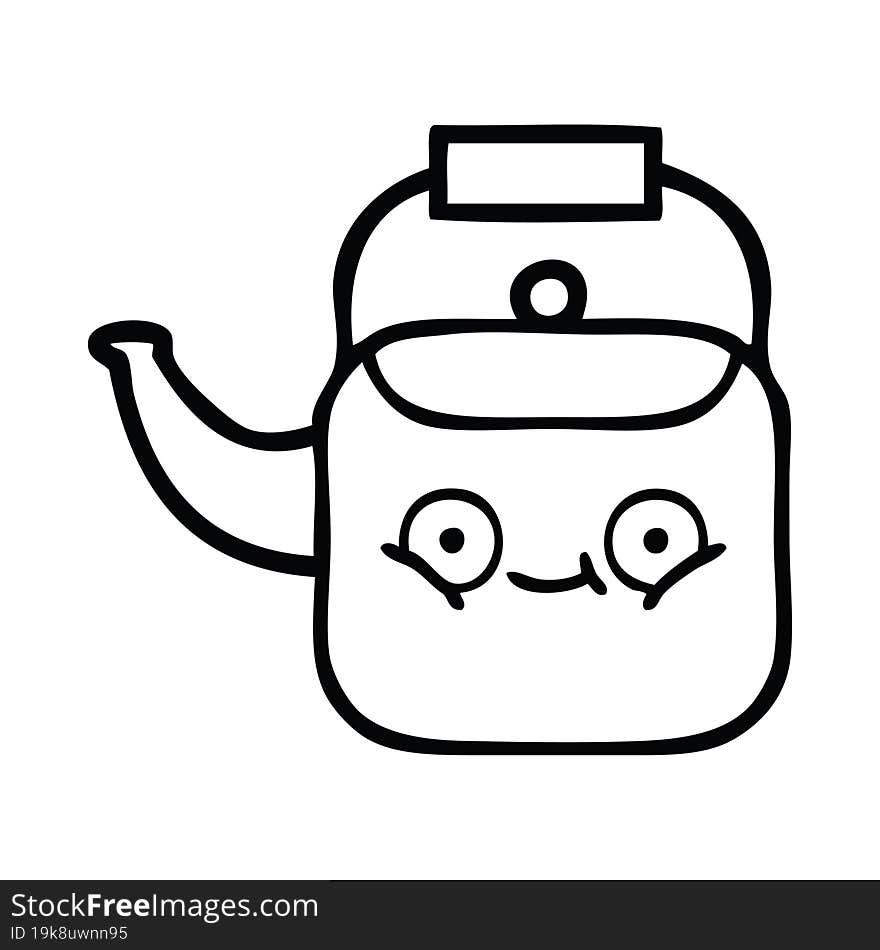 line drawing cartoon of a kettle. line drawing cartoon of a kettle