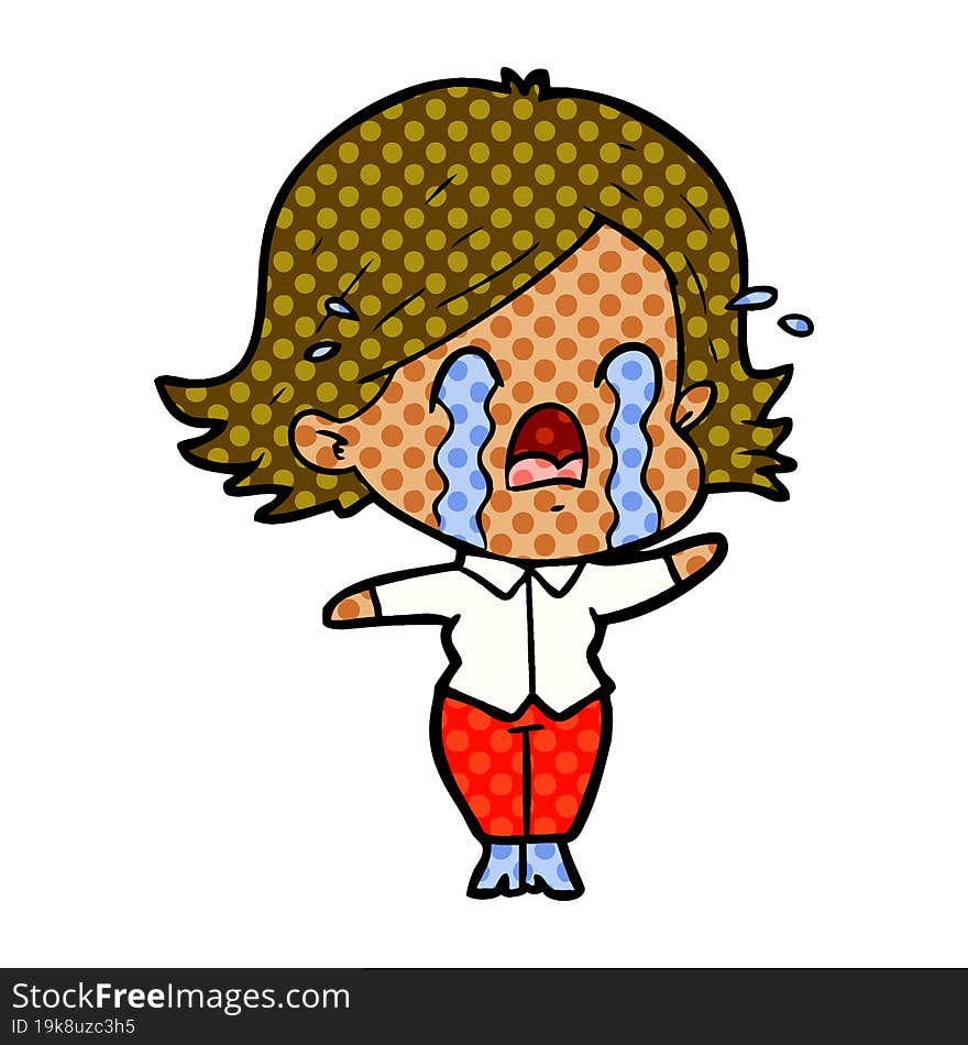 cartoon woman crying. cartoon woman crying