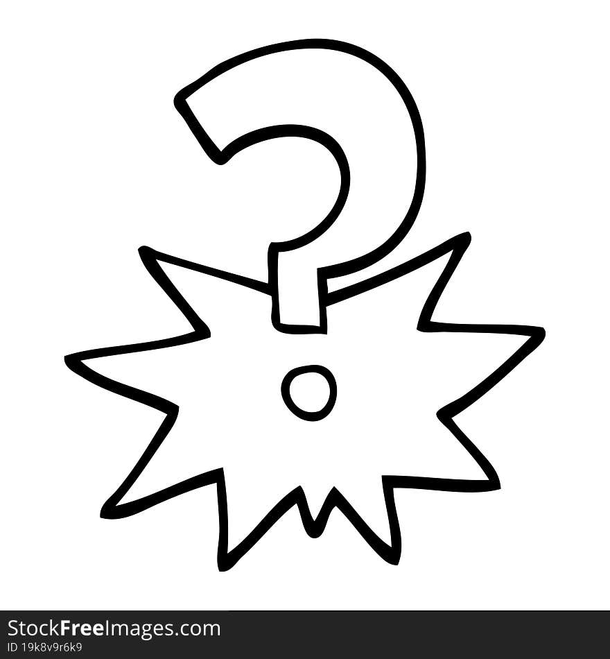 black and white cartoon question mark