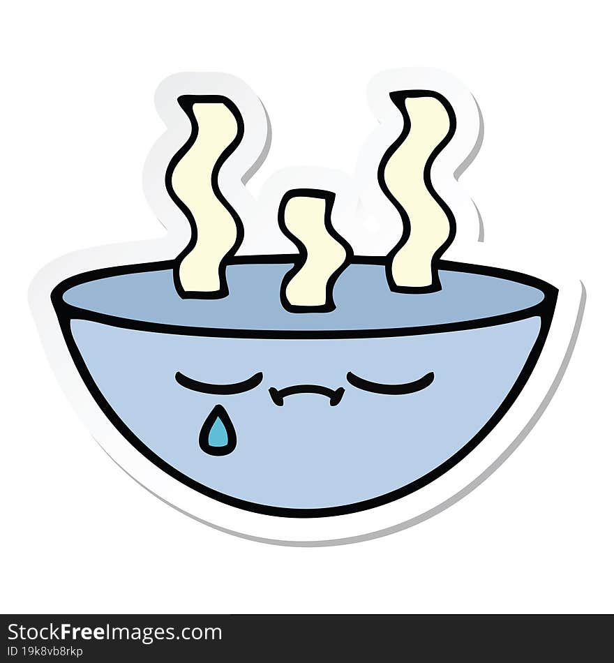 Sticker Of A Cute Cartoon Bowl Of Hot Soup