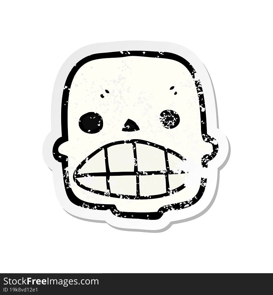 distressed sticker of a cartoon skull