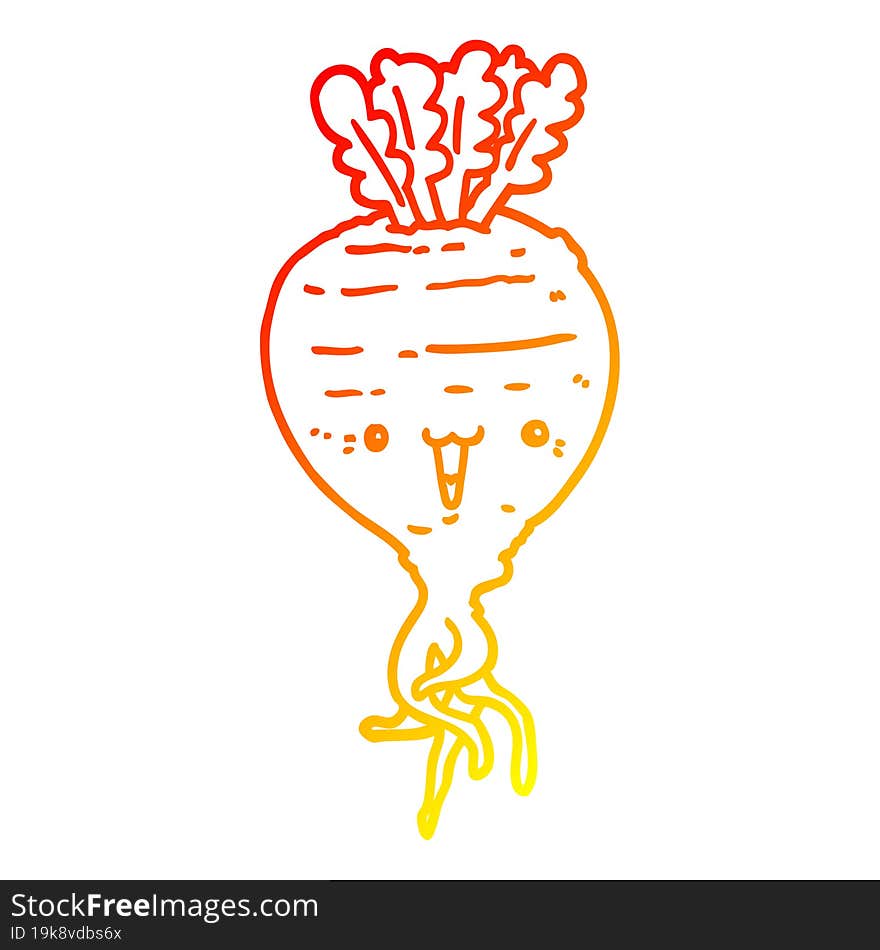 warm gradient line drawing cartoon turnip