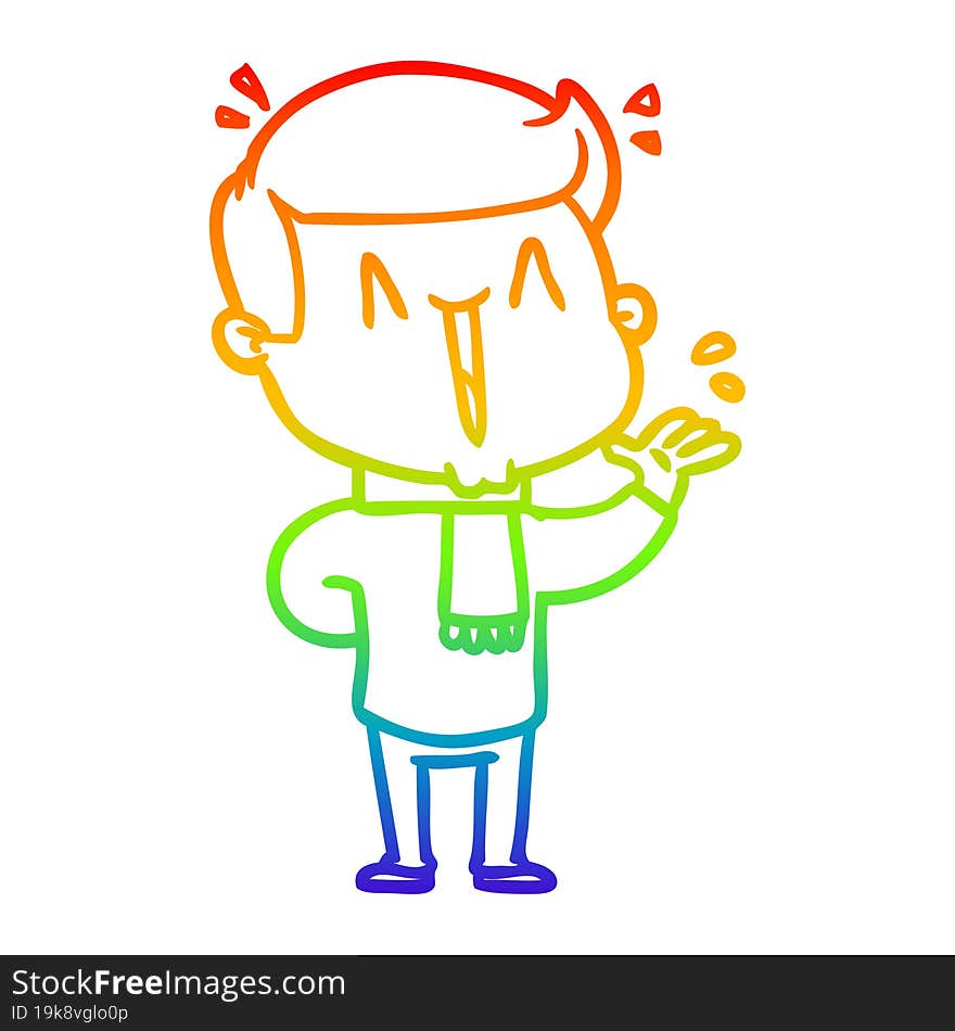 rainbow gradient line drawing cartoon excited man